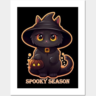 Spooky Season Halloween Kitty Cat Posters and Art